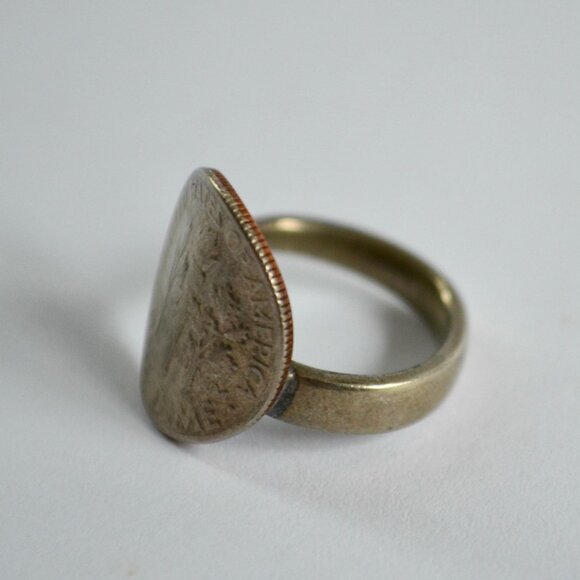 1974 US Dime Back Ring Vintage Size 4.5 - Picture 4 of 5